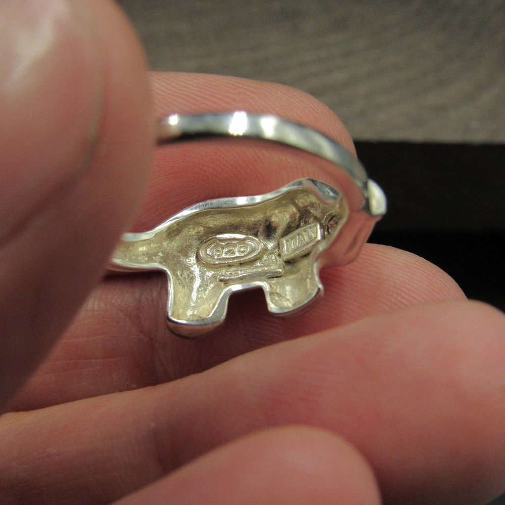 Size 8.75 Sterling Elephant Cubic Zirconia Ring - Picture 5 of 8